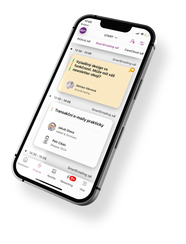 Ukázka programu z mobilní aplikace Eventee